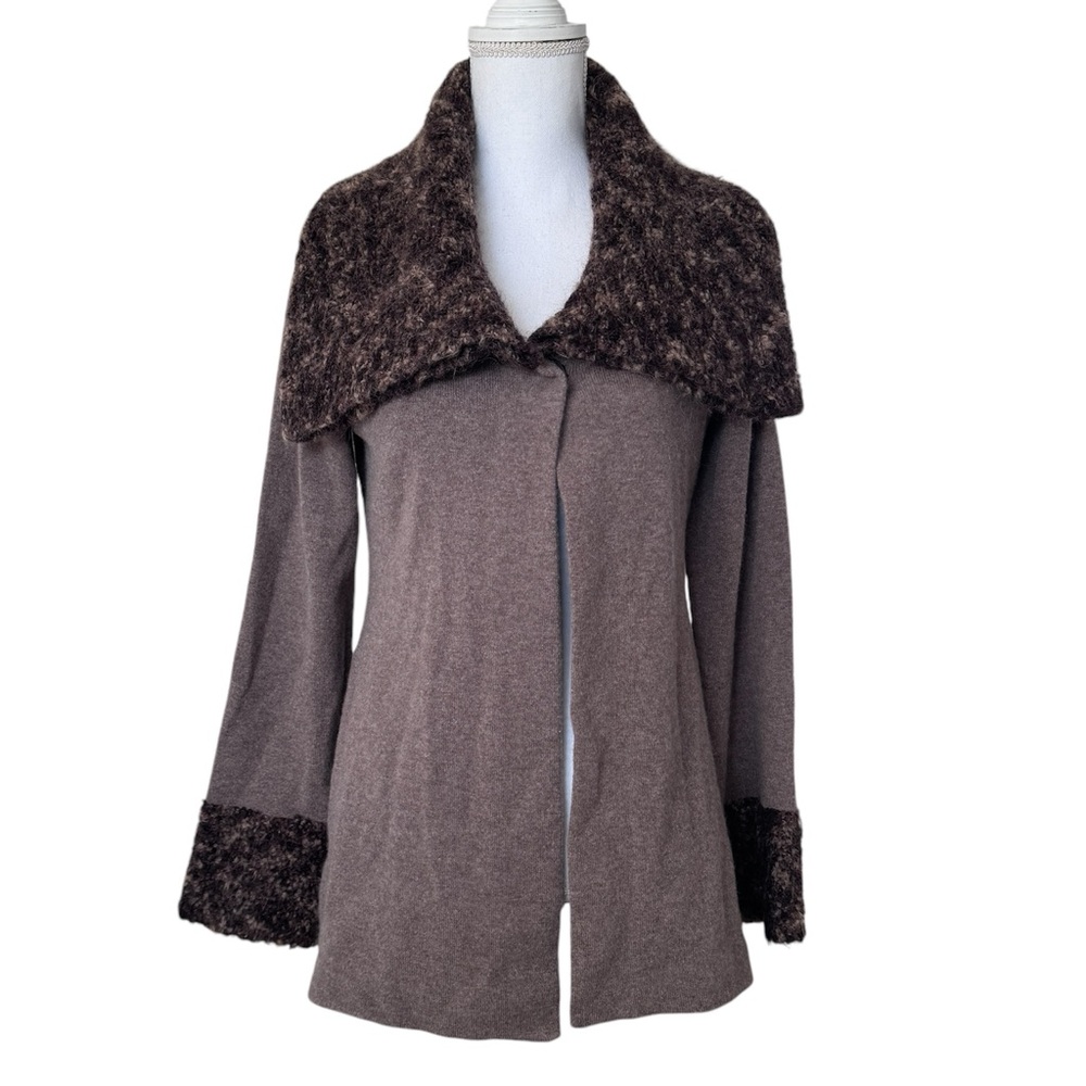 Damask Open Sweater Duster Cashmere Yak Kid Mohair Merino Wool Preppy Classic
